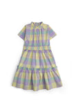 Girls' Pastel Checkered Ruffled Dress