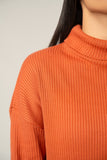 The Ribbed Terracotta Mock Neck