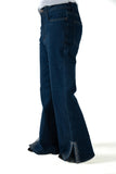 Women's Wide-Leg Paneled Indigo Denim
