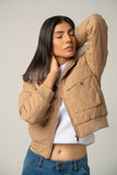 The Beige Quilted faux Leather Jacket