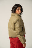 Stylish Faux Leather Puffer Jacket