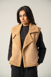 Camel Cropped High-Collar Puffer Jacket