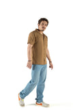 Men's Caramel Cuban Collar Shirt