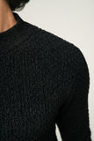 Textured Black Mock Neck Sweater