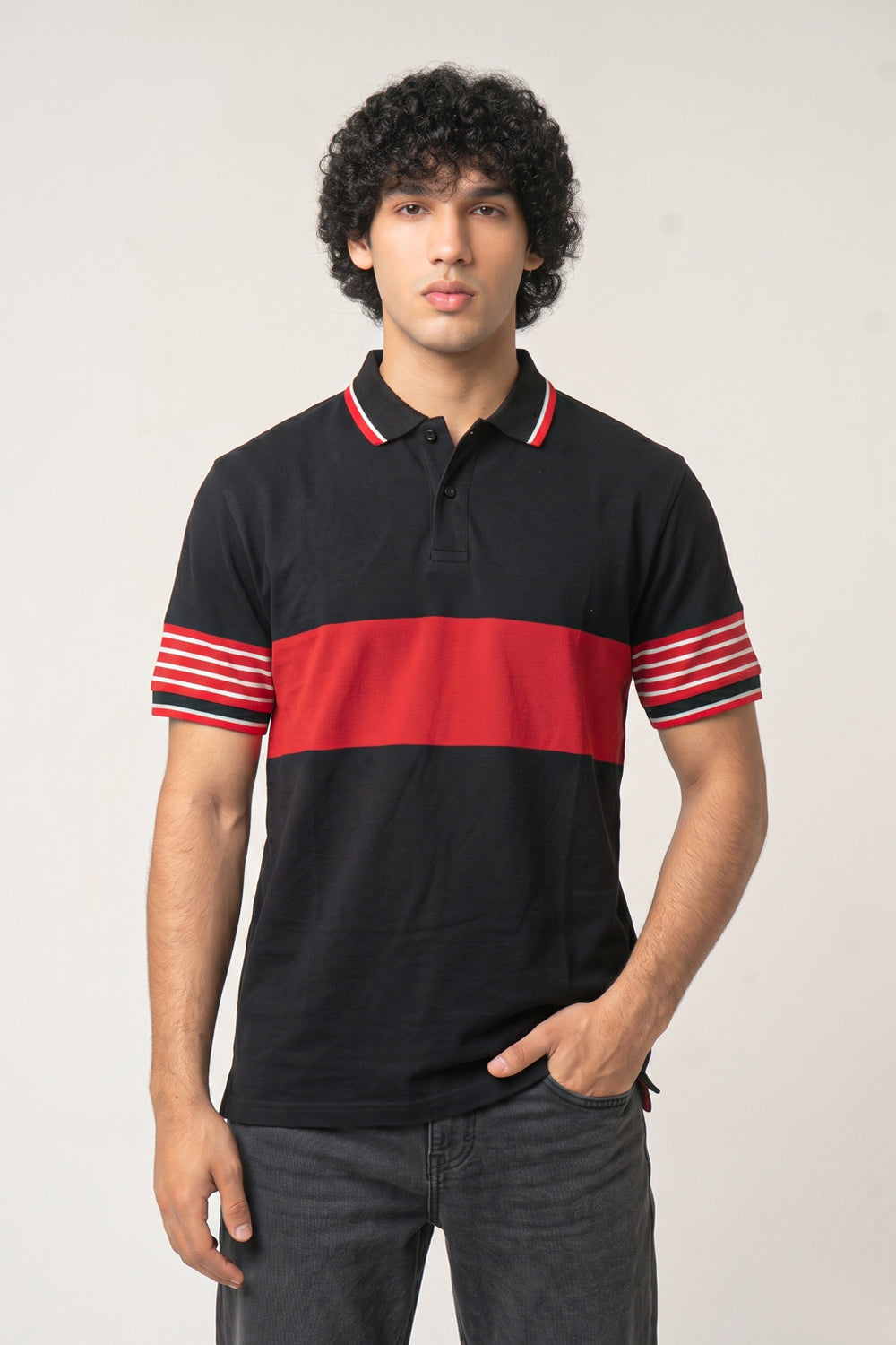 Black Contrast Color Polo