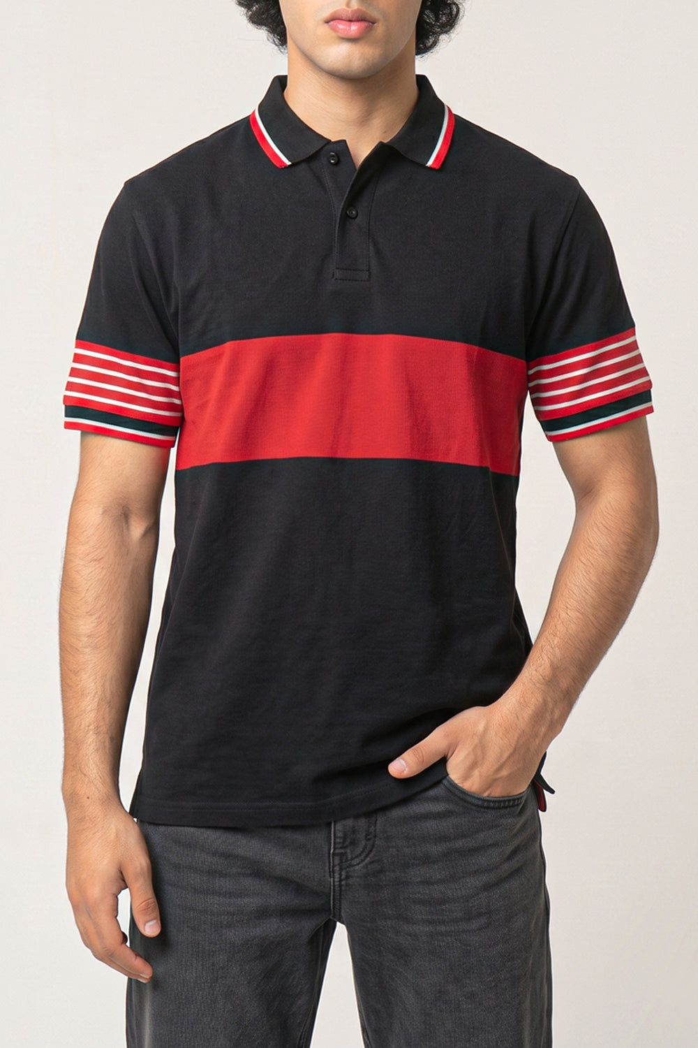 Black Contrast Color Polo
