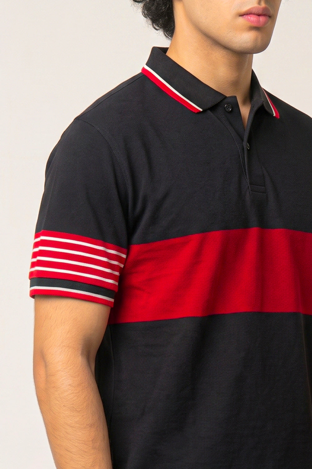 Black Contrast Color Polo