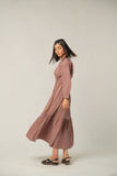 The Dusty Rose Buttoned Midi Dress