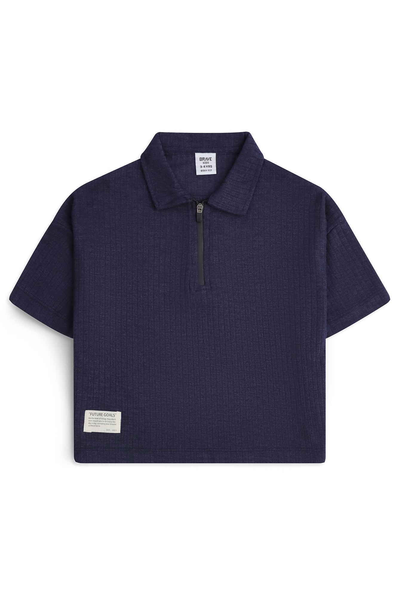 Boys' Textured Zip-Neck Boxy Polo