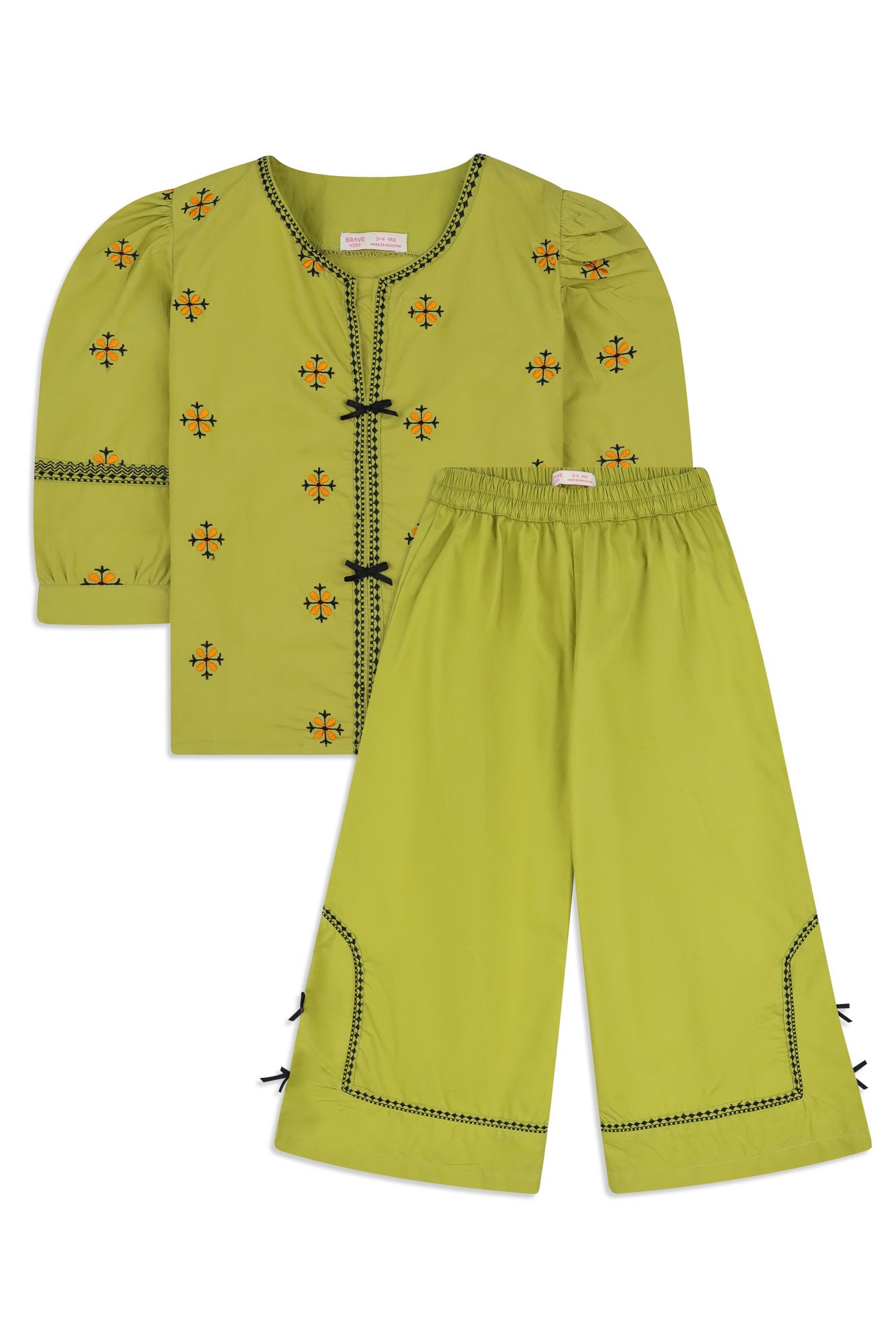 Girls’ Embroidered Green Co-Ord Set