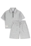 Textured Zip-Neck Boxy POLO SET