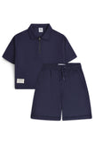 Textured Zip-Neck Boxy POLO SET