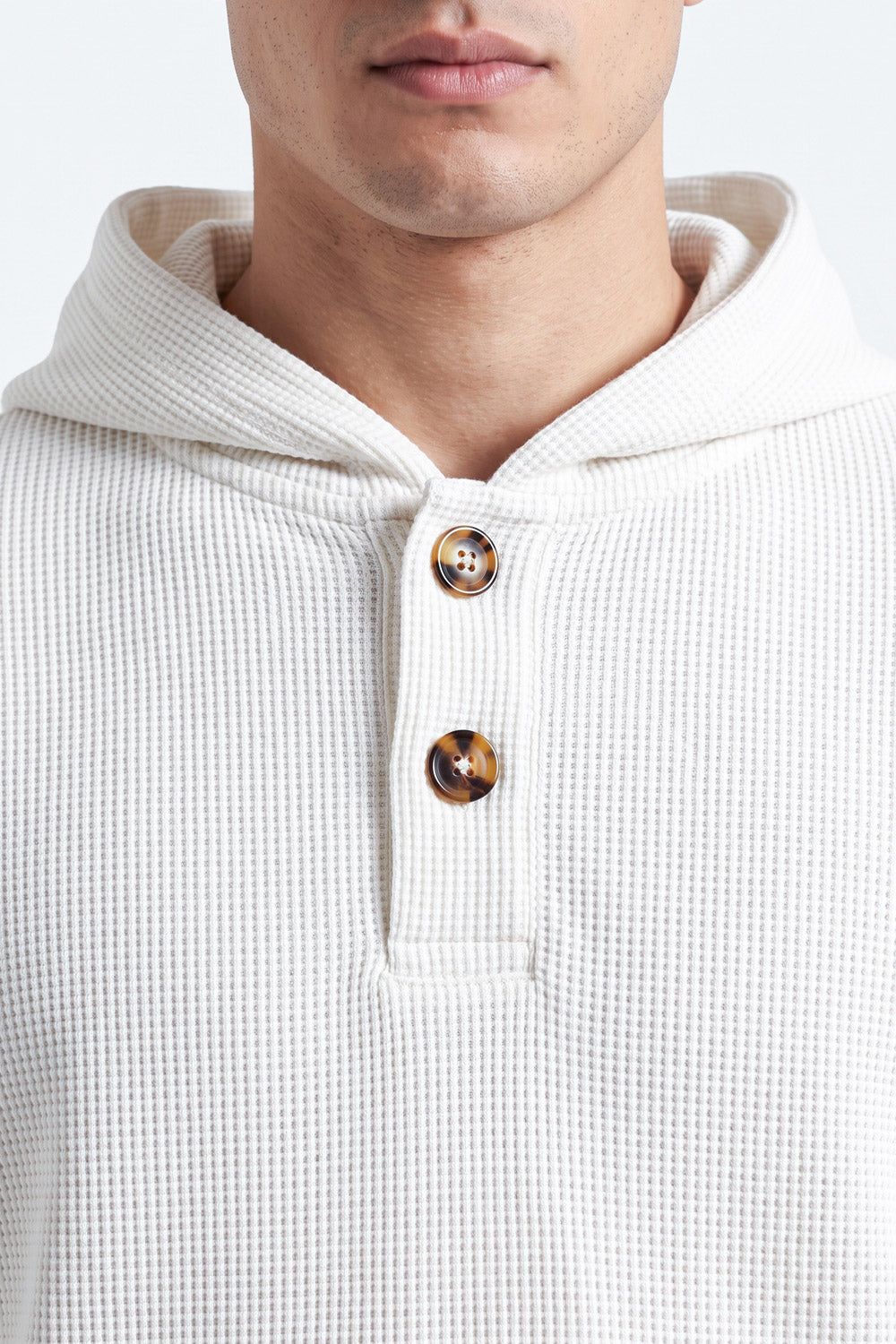 TEXTURED HENLEY  HOODIE