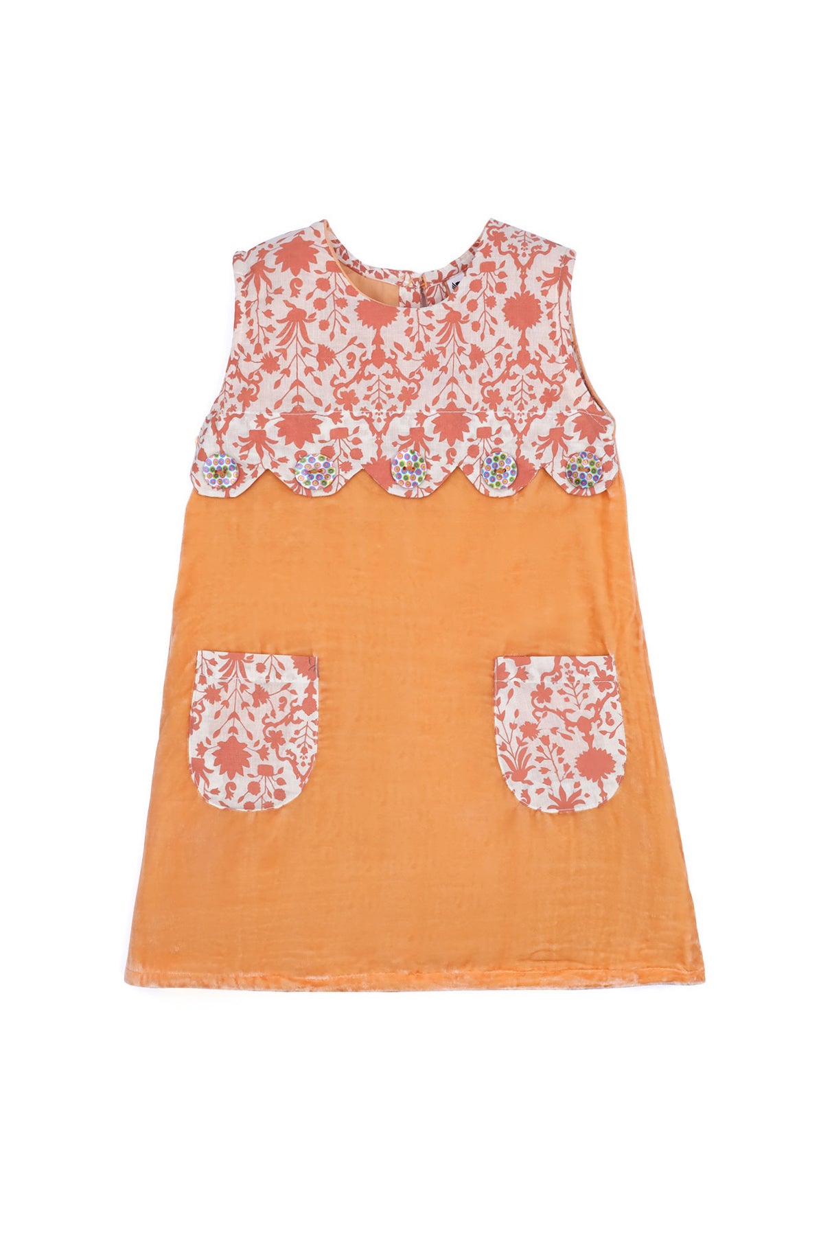 Girls Velvet Scalloped Pinafore Dress