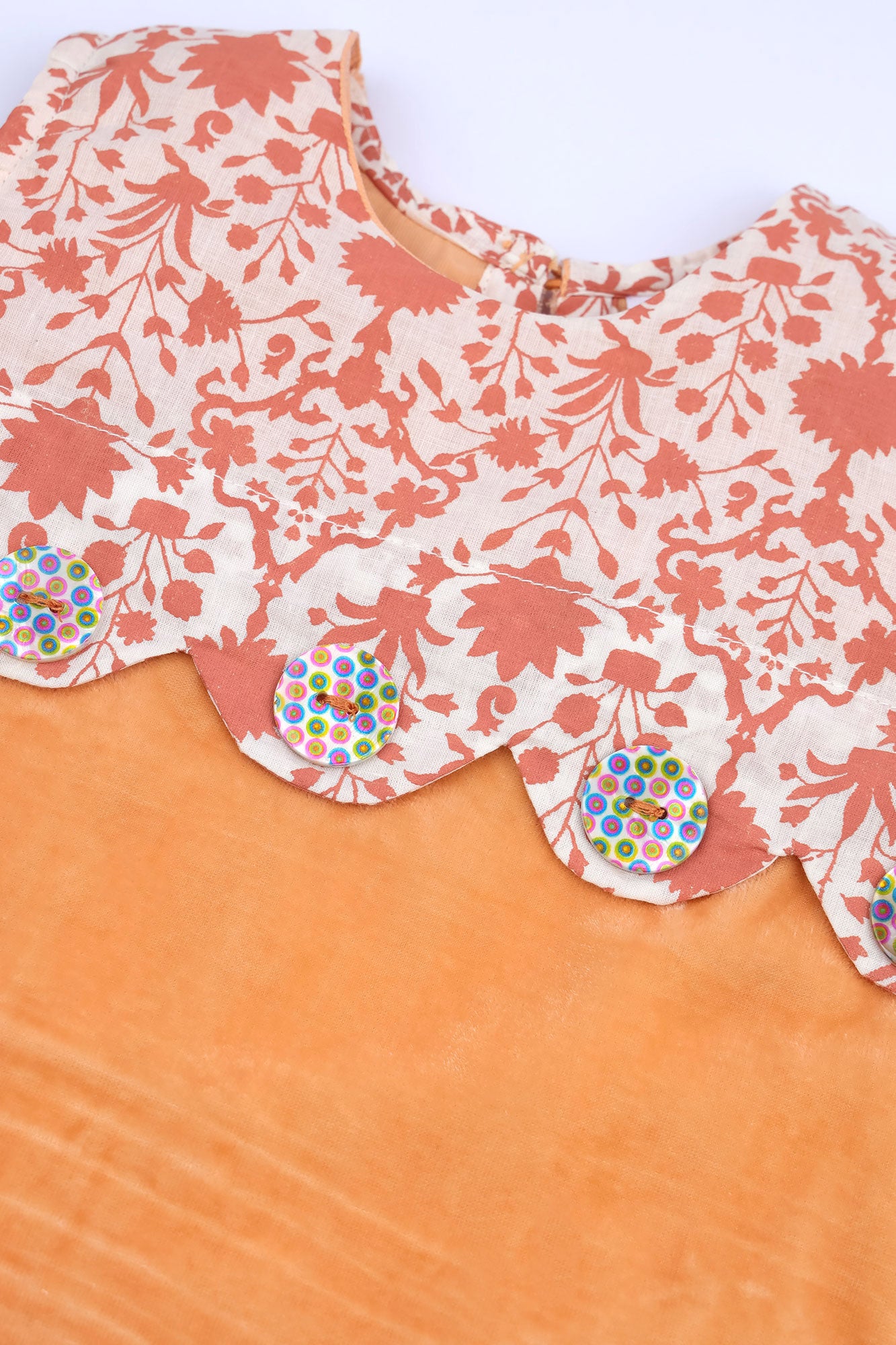 Girls Velvet Scalloped Pinafore Dress