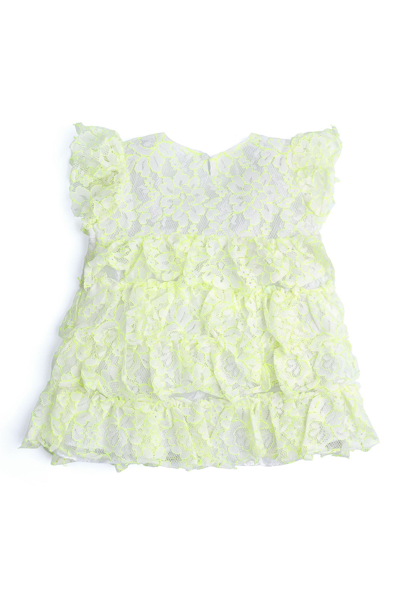 Girls Neon Lace Tiered Ruffle Frock