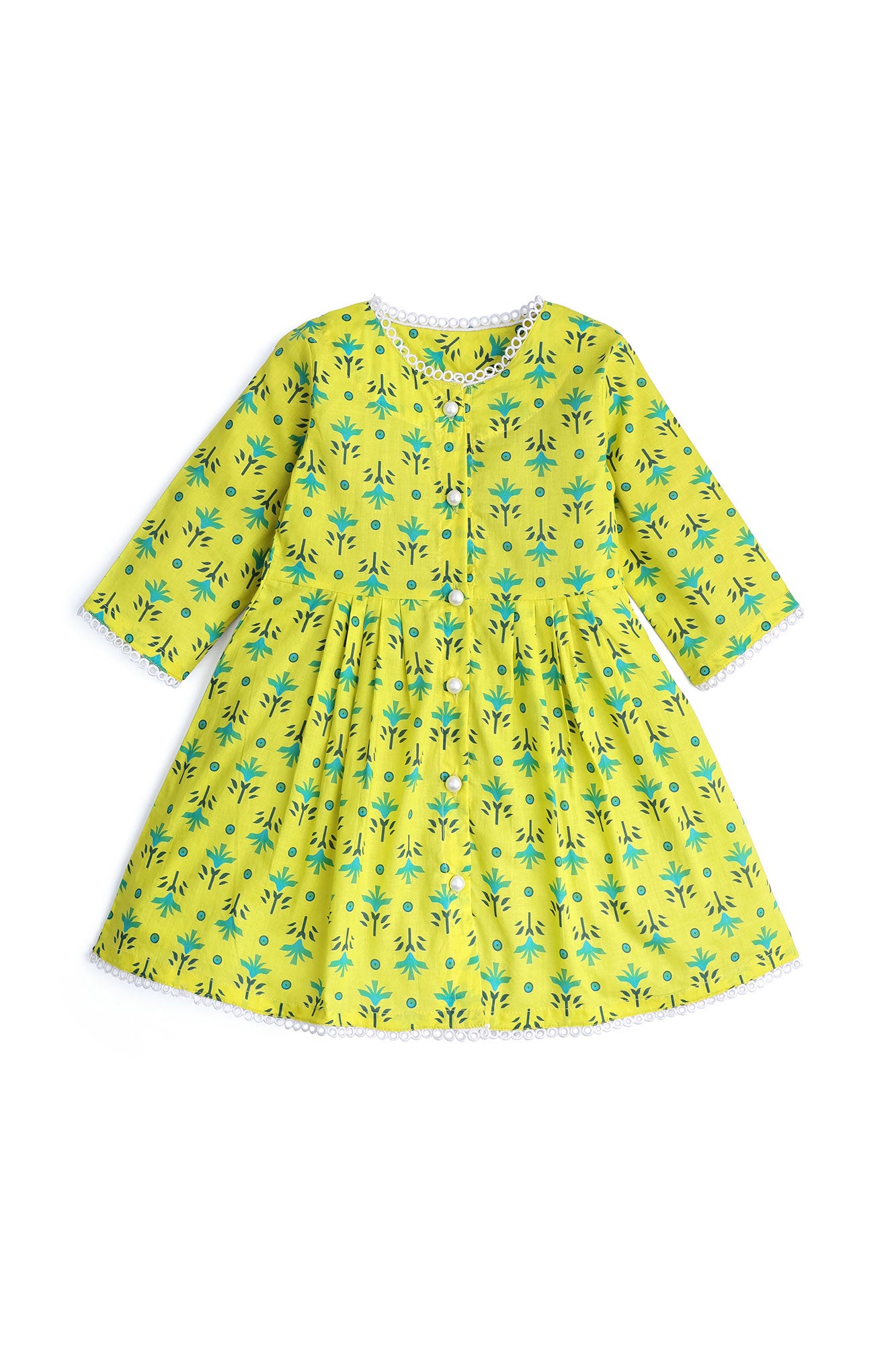 Girls Floral Button-Down Dress