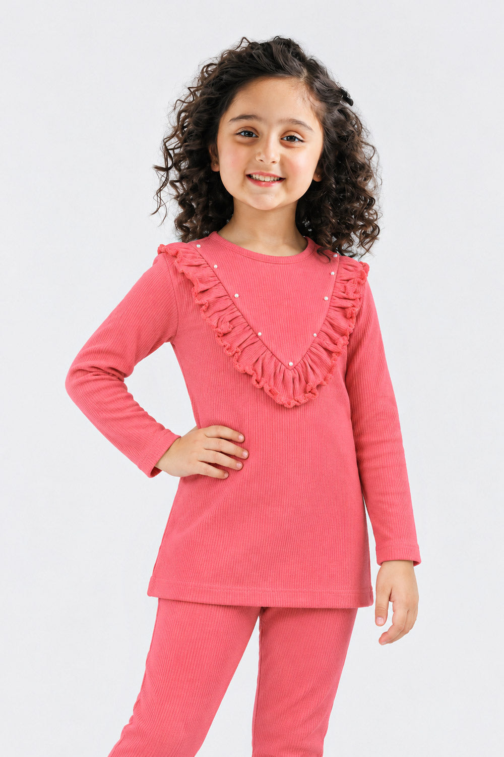 FANCY FRILL RIBBED TOP