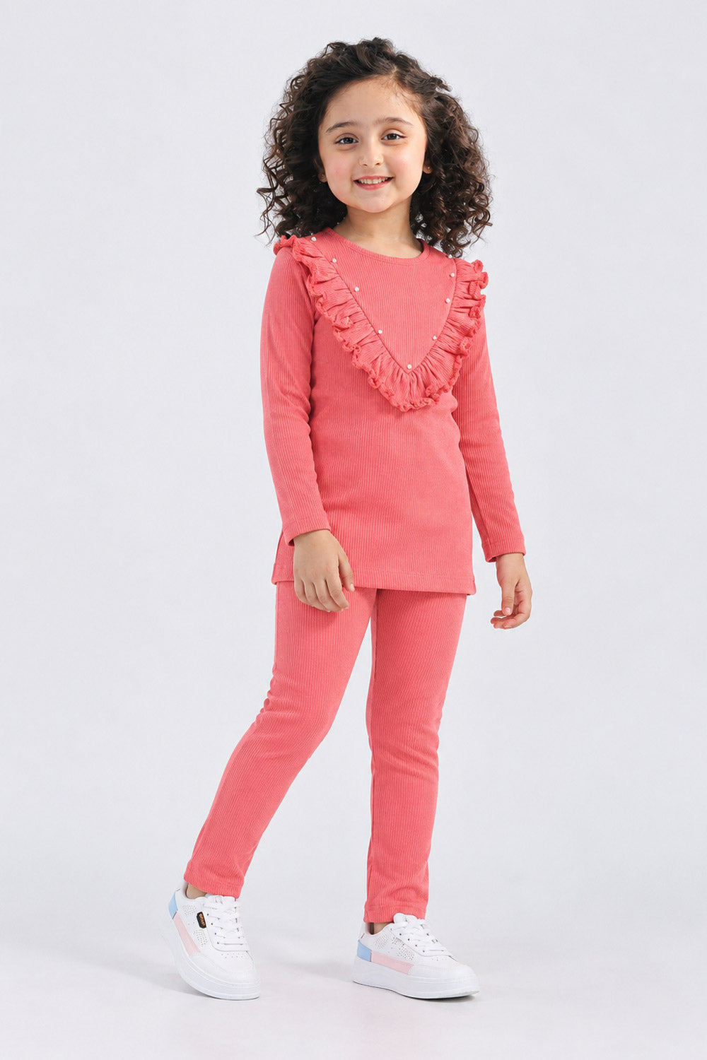 FANCY FRILL RIBBED TOP & TROUSER