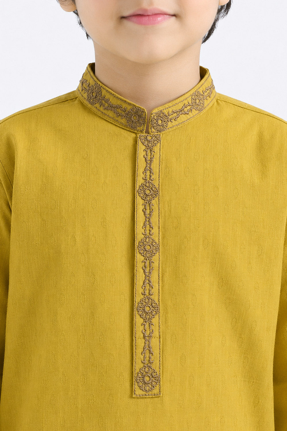 Boys' Mustard Striped Kurta