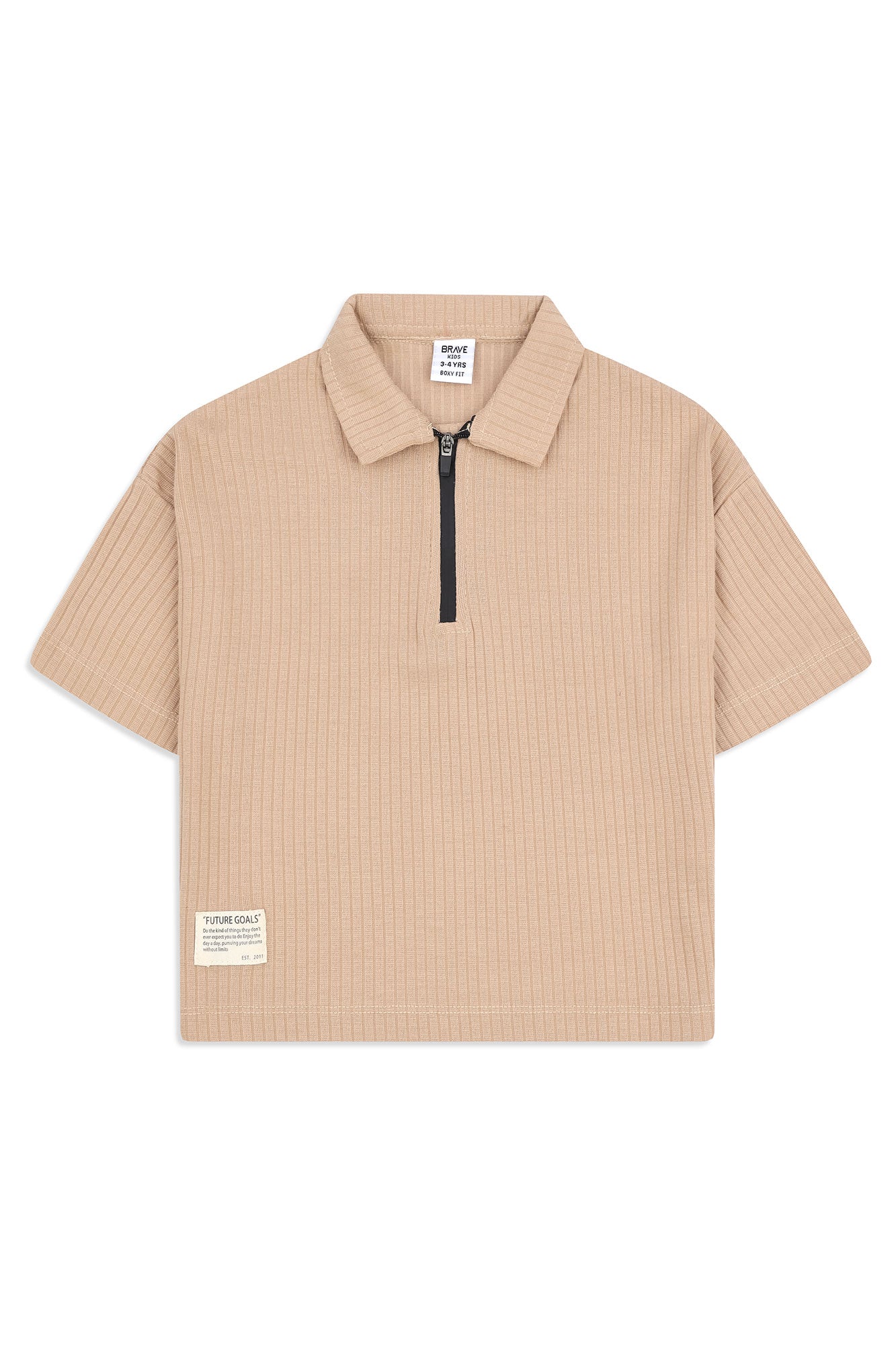Boys' Textured Zip-Neck Boxy Polo
