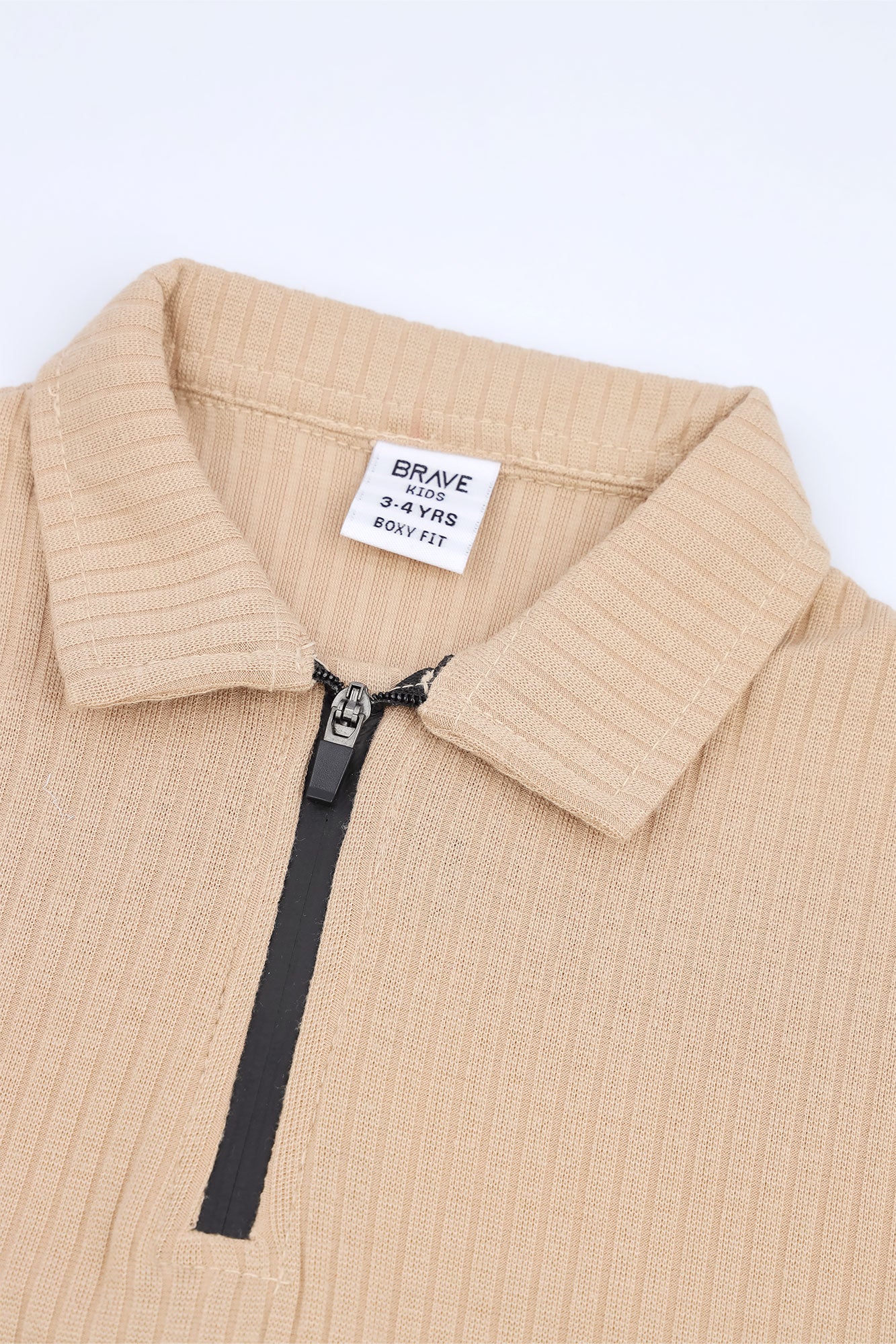 Boys' Textured Zip-Neck Boxy Polo