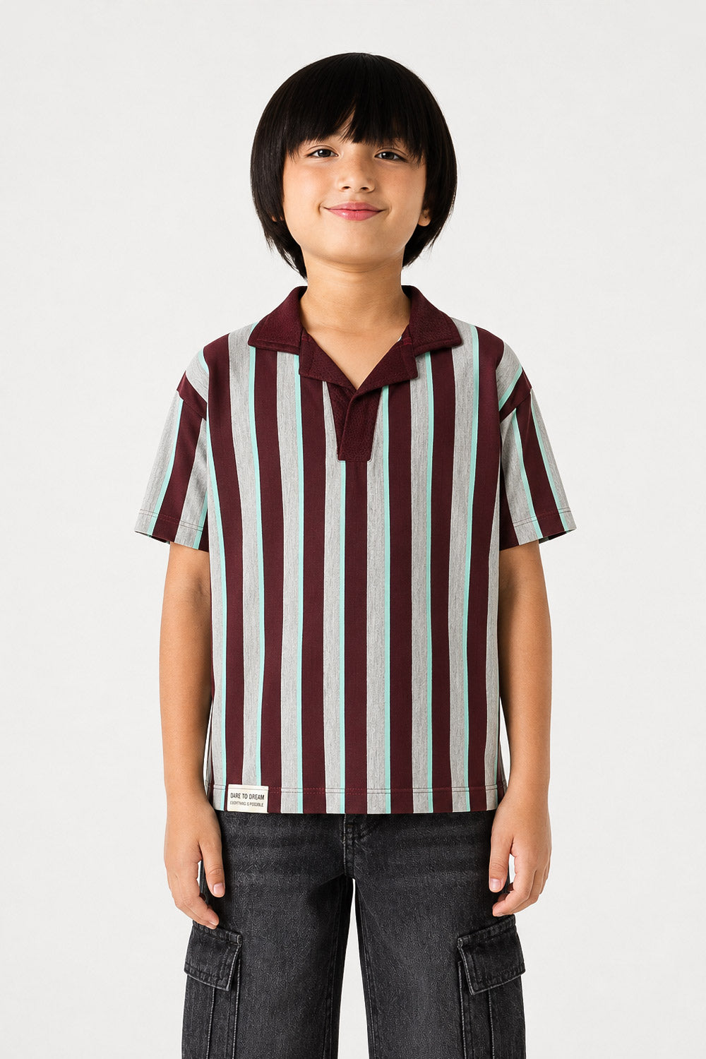 Boys' Vertical Stripe Boxy Polo