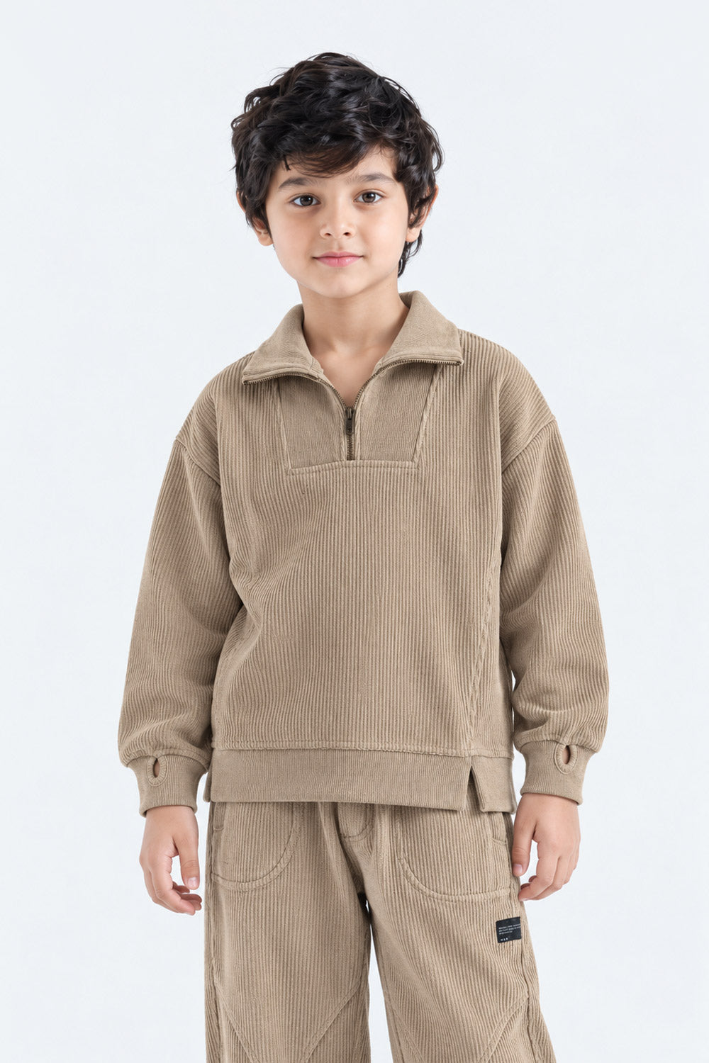 MOCK NECK HALF ZIP-UP & TROUSER