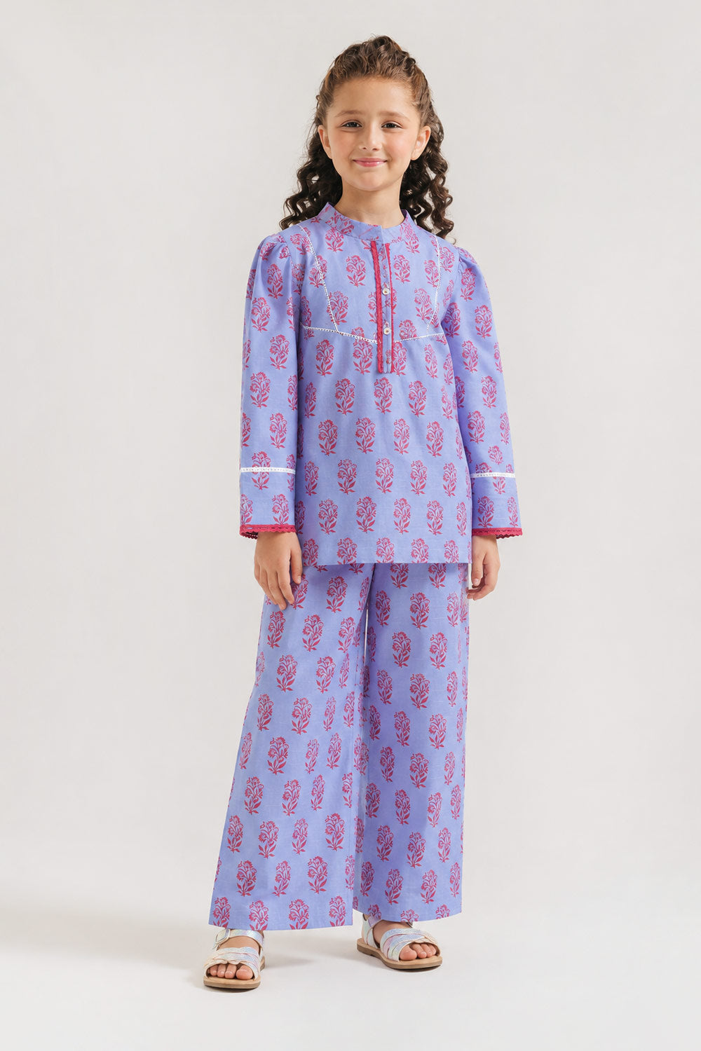 Purple Floral Kurta Set