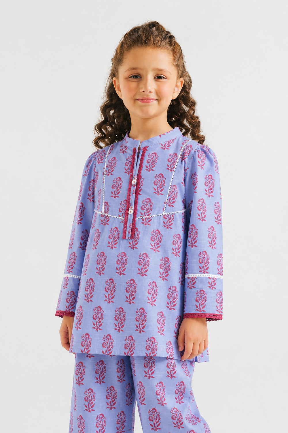 Purple Floral Kurta Set