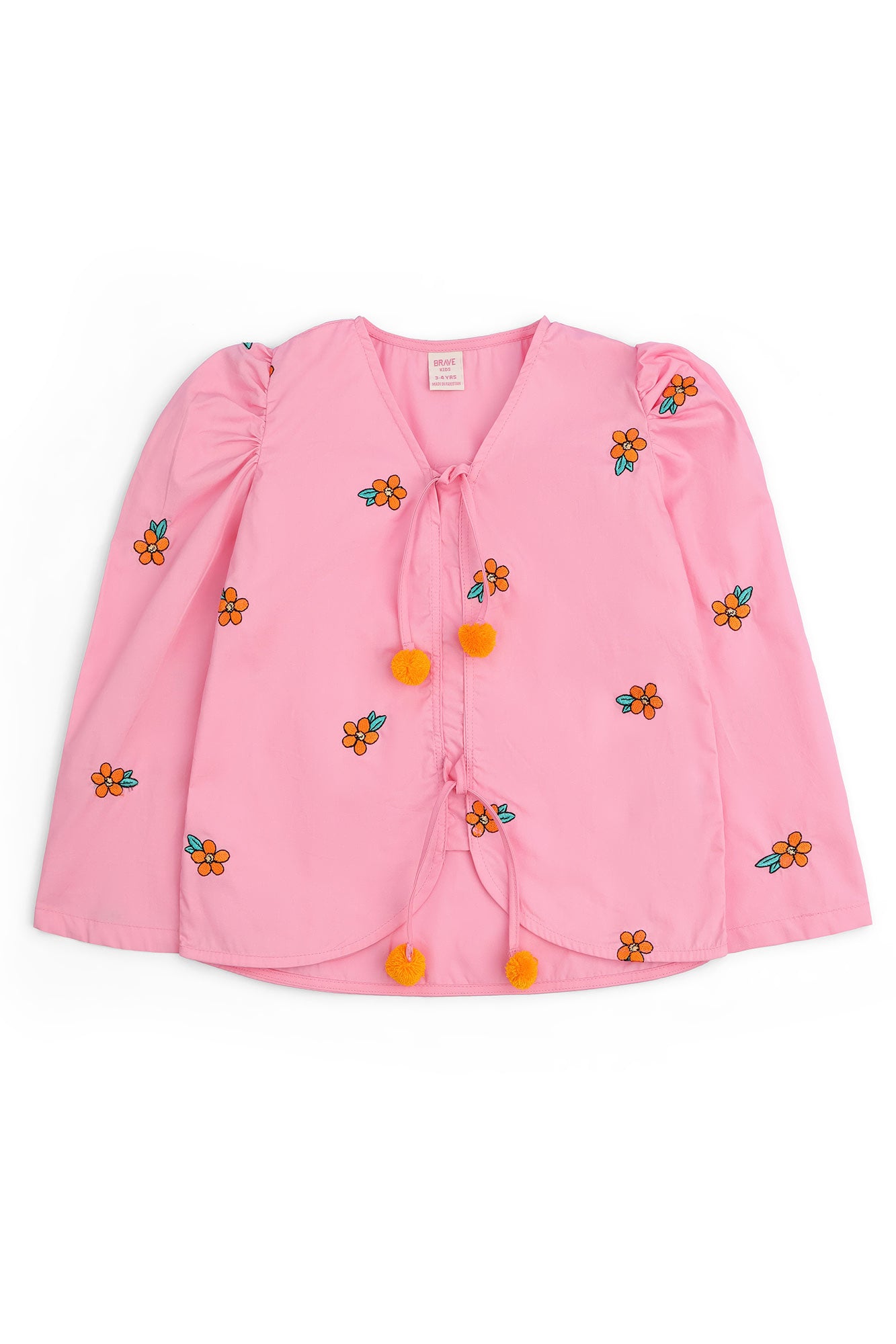 Girls' Pink Floral Embroidered Eastern Set