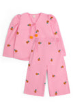 Girls' Pink Floral Embroidered Eastern Set