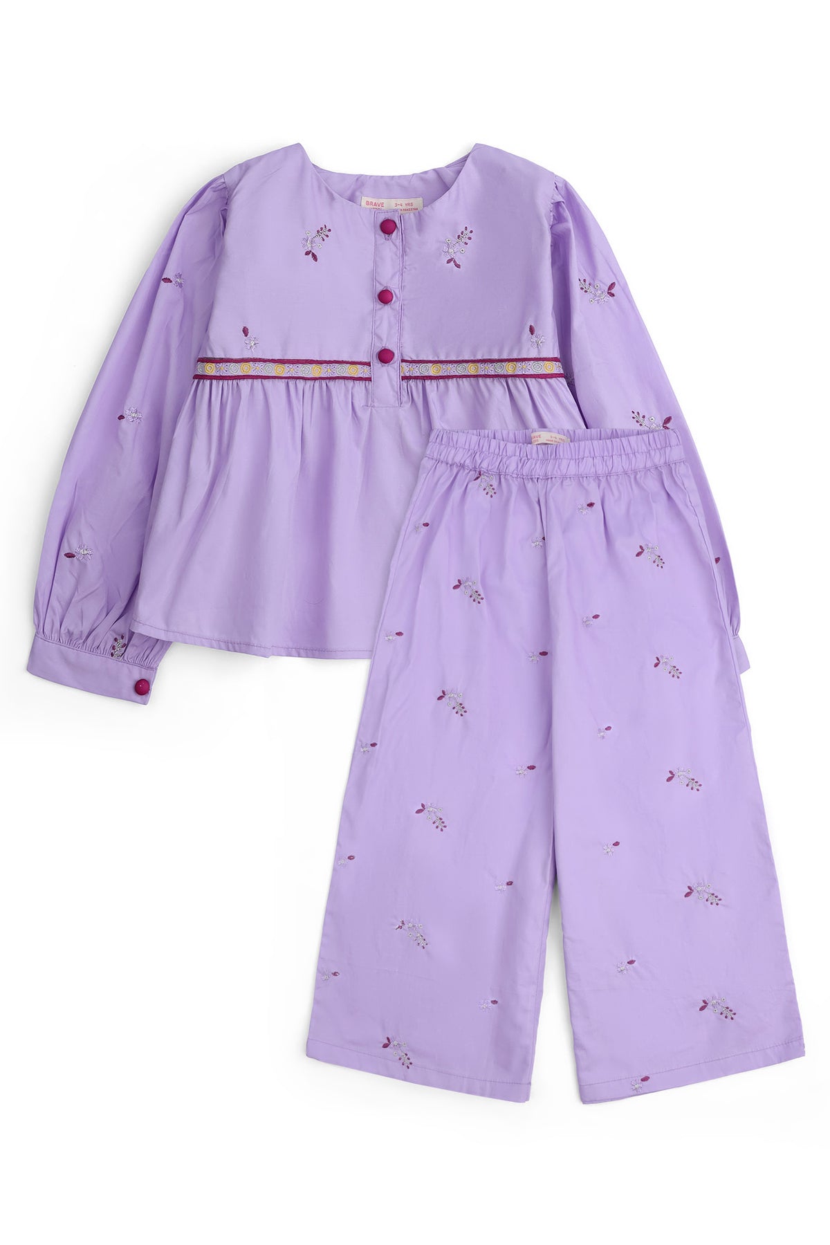 Girls' Floral Embroidered Set