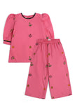 Girls' Magenta Floral Embroidered Set
