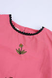 Girls' Magenta Floral Embroidered Set