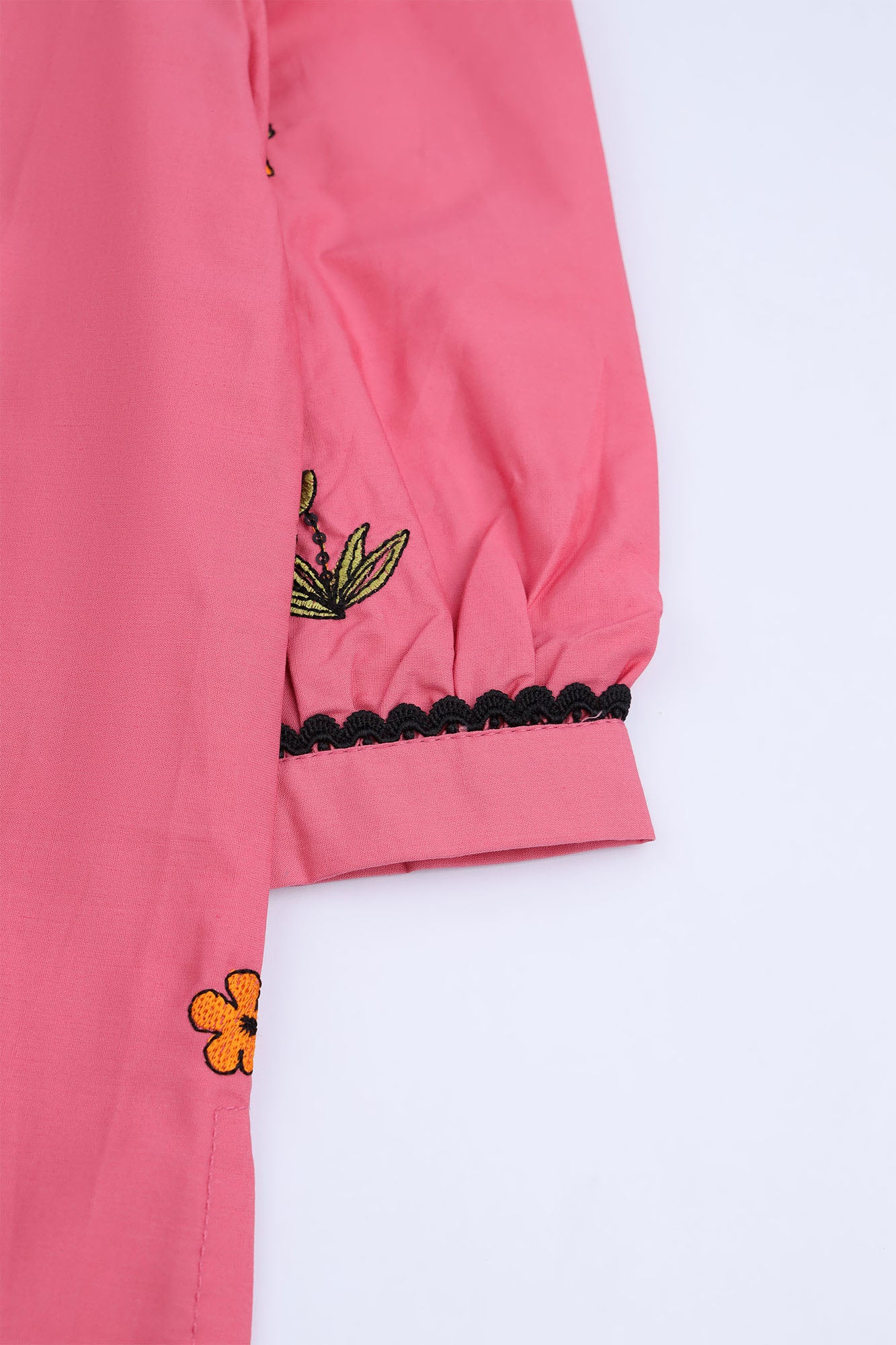 Girls' Magenta Floral Embroidered Set