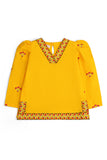 Girls' Mustard Floral Embroidered Set
