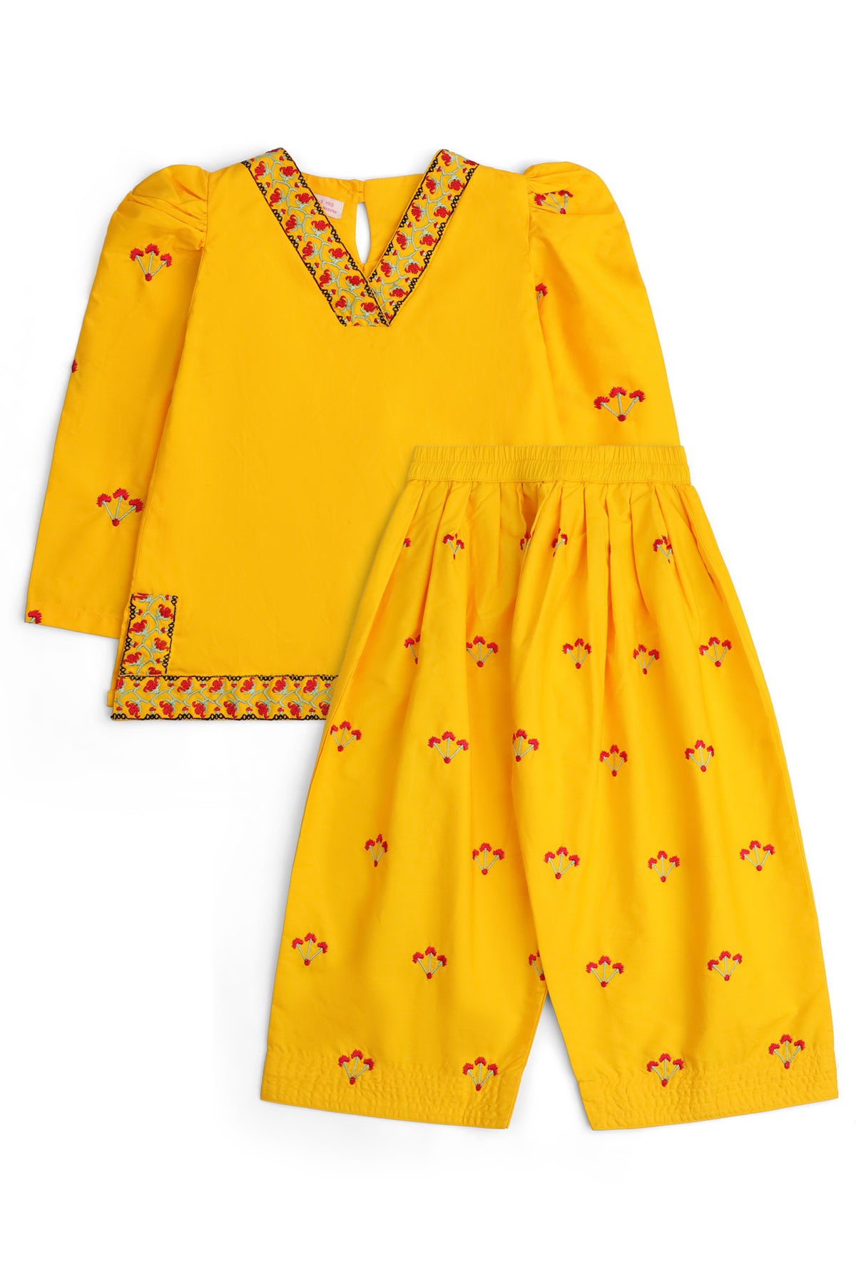 Girls' Mustard Floral Embroidered Set