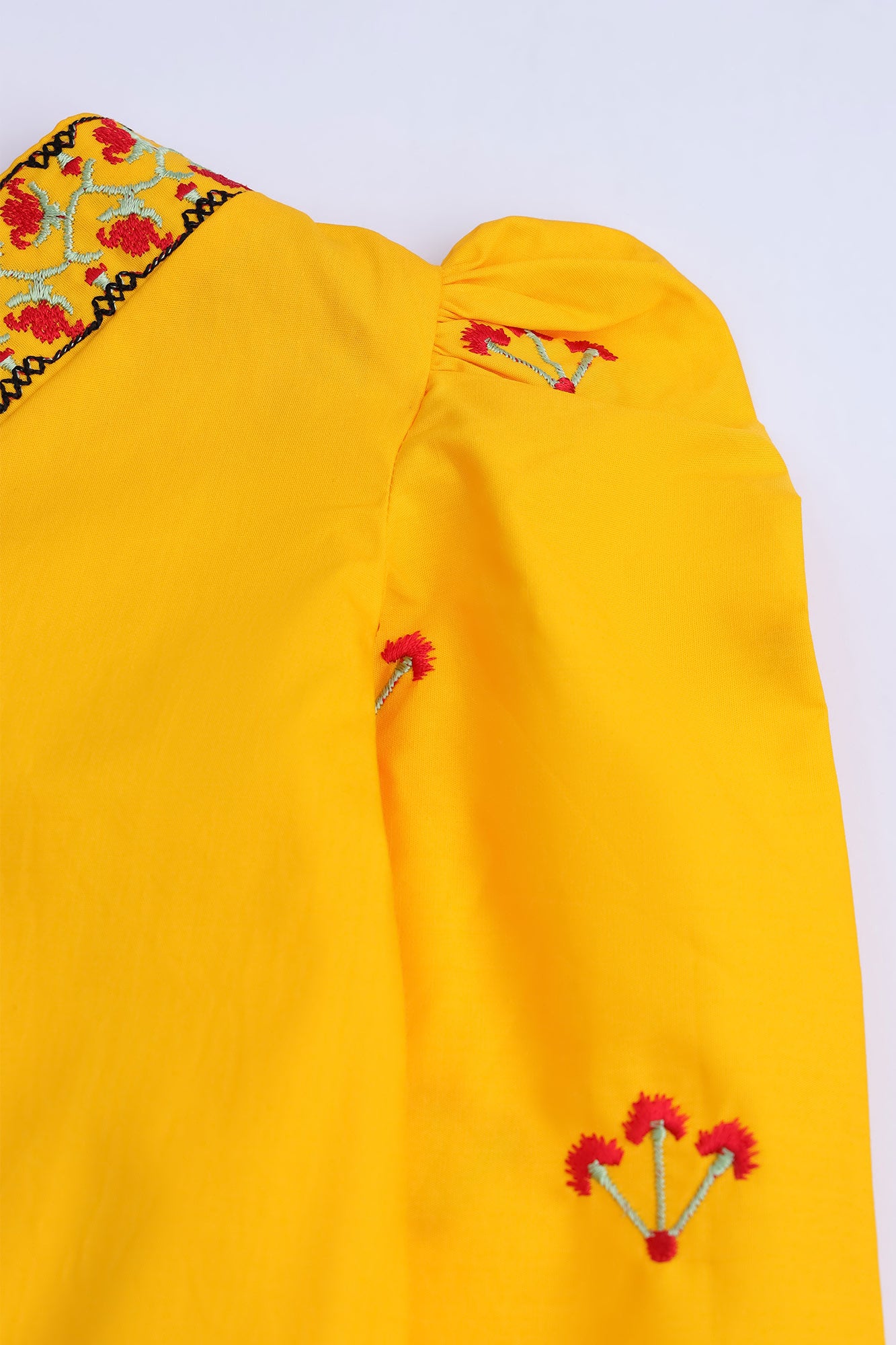 Girls' Mustard Floral Embroidered Set