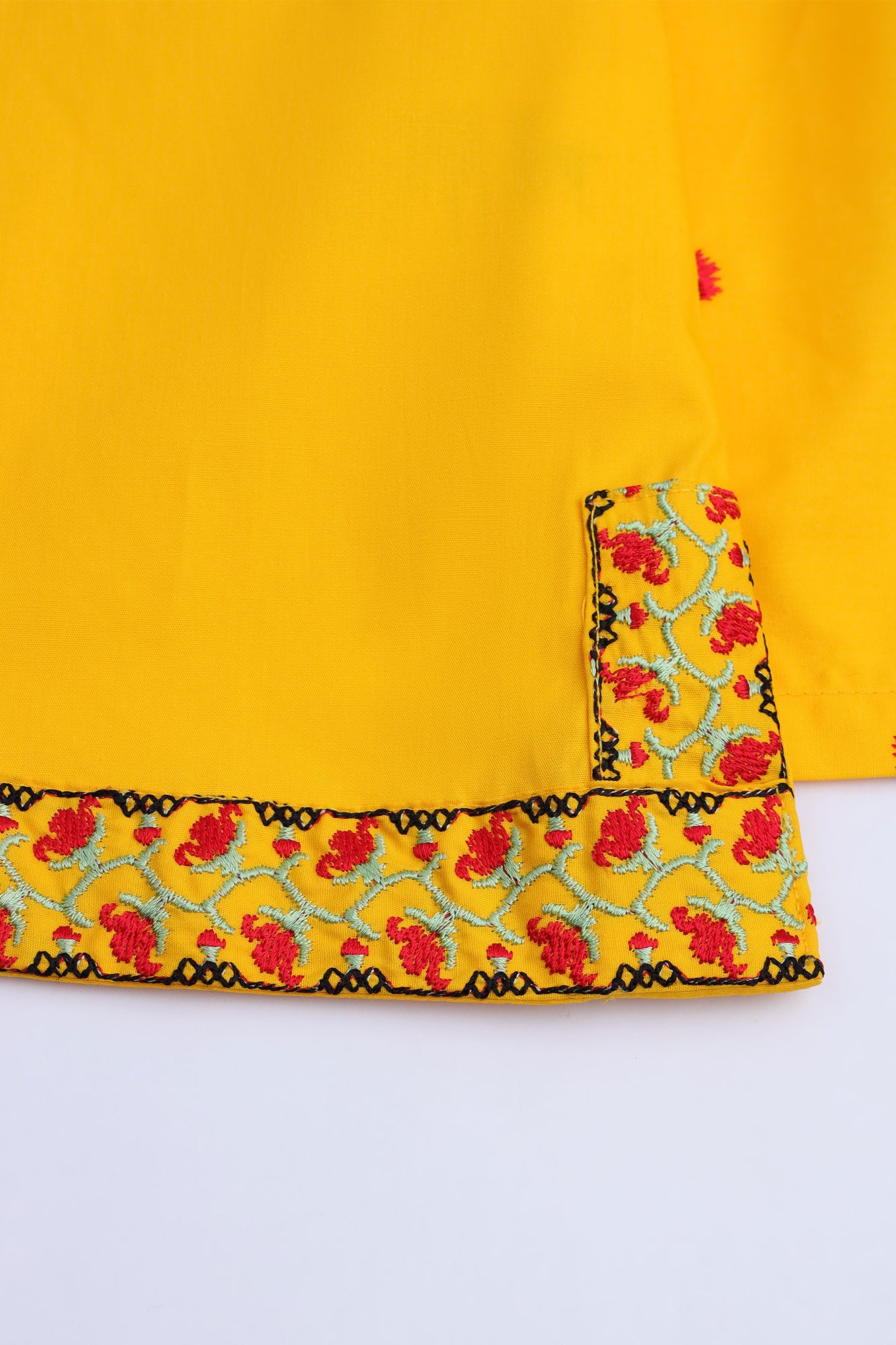 Girls' Mustard Floral Embroidered Set