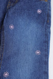 Girls Floral Embroidered Wide-Leg Denim
