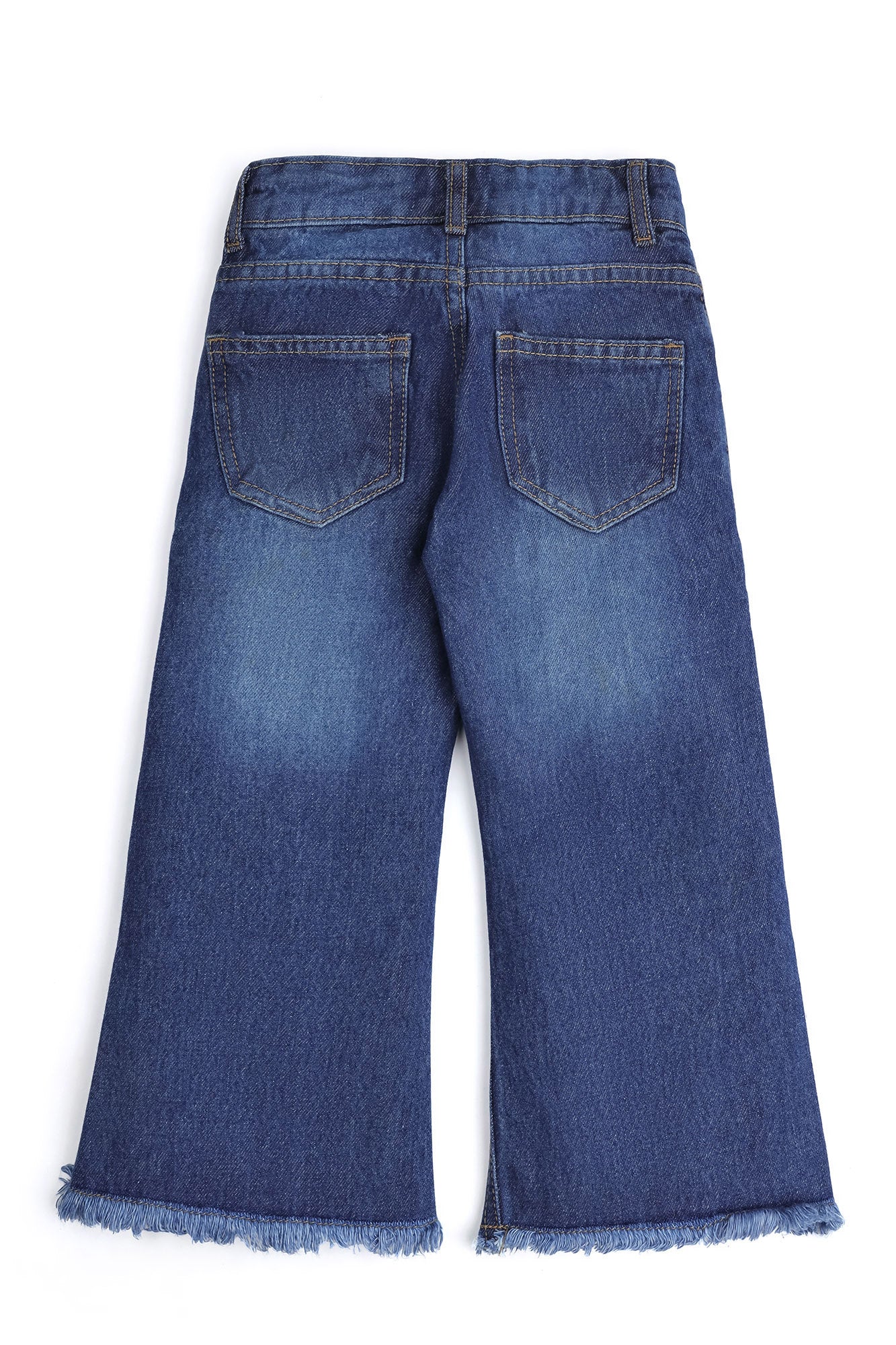Girls Floral Embroidered Wide-Leg Denim