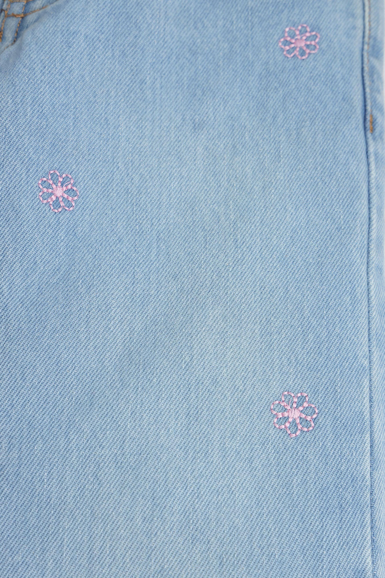 Girls Floral Embroidered Wide-Leg Denim