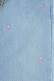 Girls Floral Embroidered Wide-Leg Denim