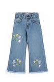 Girls' Wide-Leg Distressed Denim