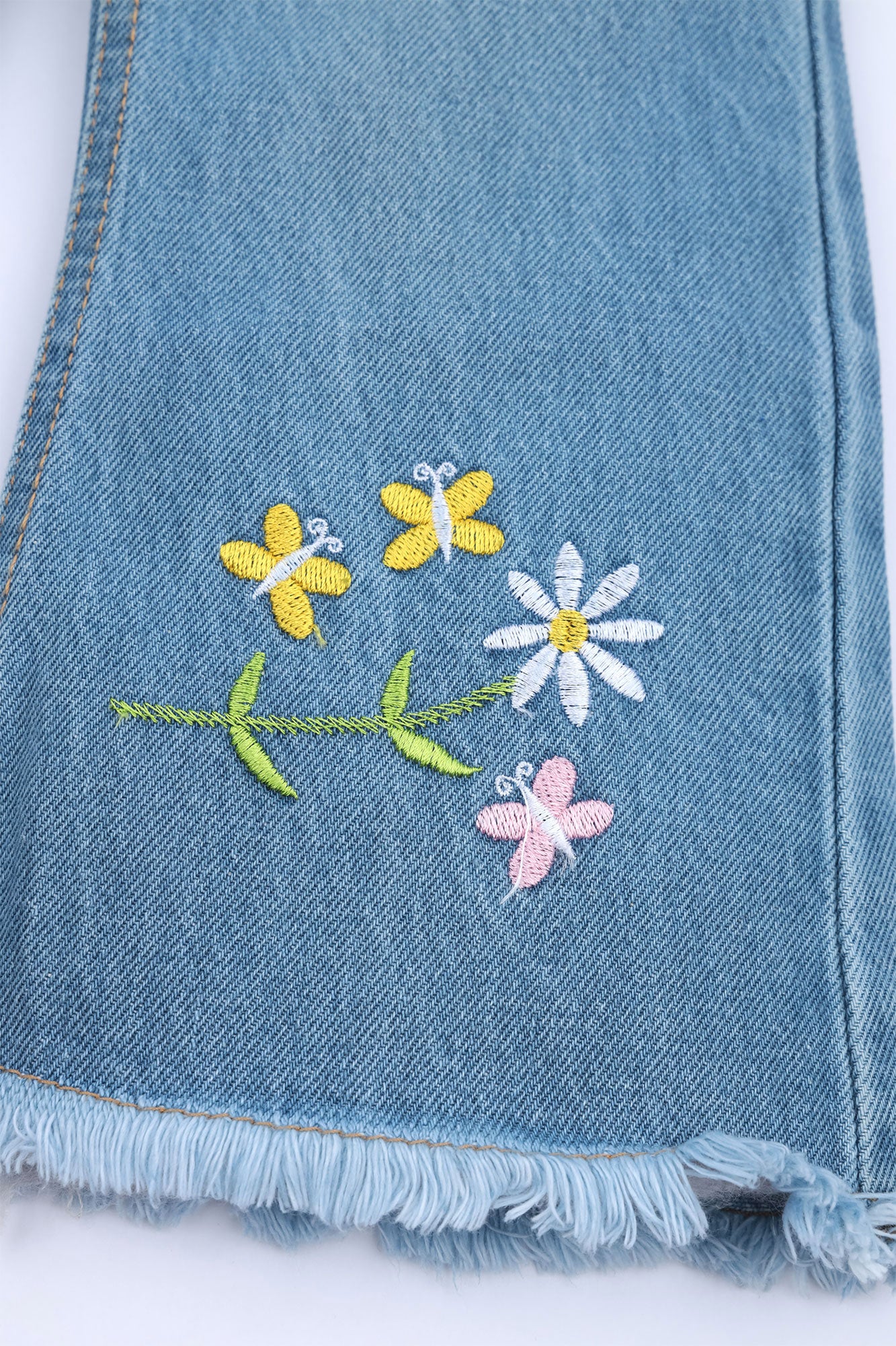 Girls' Wide-Leg Distressed Denim