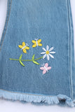 Girls' Wide-Leg Distressed Denim