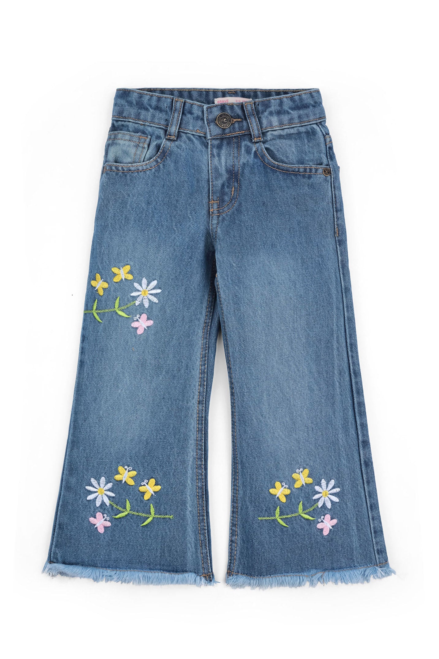 Girls' Wide-Leg Distressed Denim