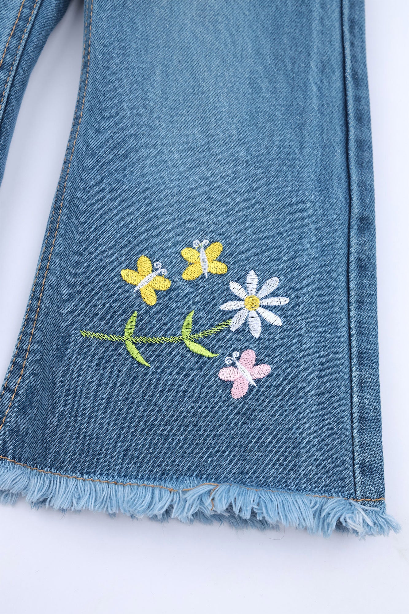 Girls' Wide-Leg Distressed Denim