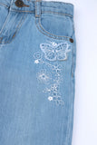 Girls' Wide-Leg Frayed-Pocket Denim